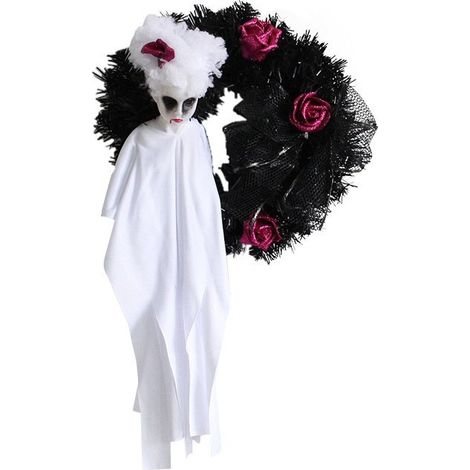 Halloween-Geisterkranz in Weiß, Halloween-Türkranz, Eingangsfensterdekoration, Innen- und Außendekoration (1/4)