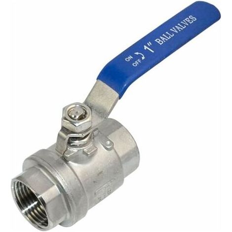 Valve à Bille Femelle Port Complet en Acier Inoxydable Vanne à Sphère avec Bleu Poignée en Vinyle WOG1000,DN40 (1") (1/4)
