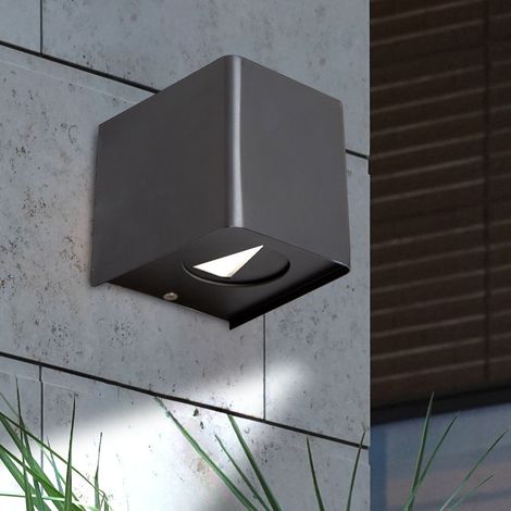 Außenleuchte Fassadenlampe Wandlampe schwarz Balkonleuchte Wandleuchte, LED 2x 2 Watt 200Lm warmweiß, LxBxH 10x10x11,5 cm
