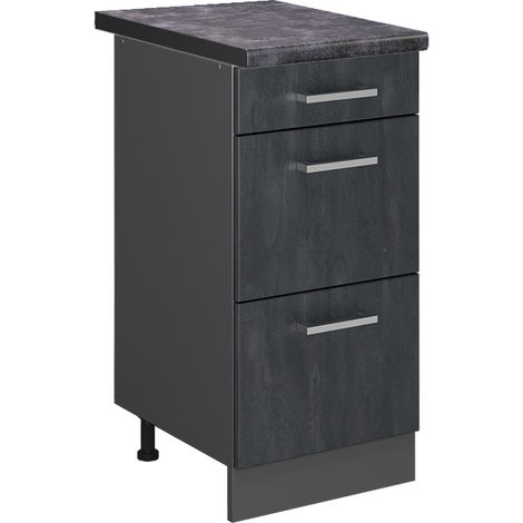 Meuble cuisine R-Line, Béton noir, 40cm PT Anthracite, Vicco