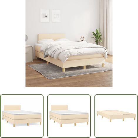 vidaXL Kopfteil -  Boxspringbett mit Matratze Creme 120x200 cm Stoff (1/5)