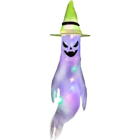 Manches à air fantômes d'Halloween avec guirlandes lumineuses LED - Décorations fantômes suspendues pour Halloween et jardin (1/5)