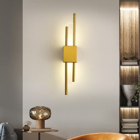 Applique Murale LED Moderne, 50CM Acrylique Lampe Murale, Blanc Chaud 4000K, Éclairage Salon/Chambre/Cuisine/Couloir/Entrée Éclairage Intérieur (Or) (1/5)