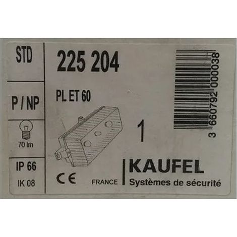 Kaufel 225204 - Evacuación BAES PL ET 60 - 70Lm/Mn - IP66 - 55Lm/h - 230V - 50Hz
