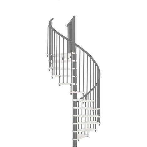 Minka Spindeltreppe Spiral Effect 38 - 305,5cm Geschosshöhe Weiß Grau 160cm Durchmesser