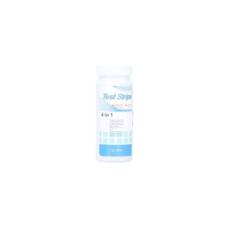 4 En 1 Testeur Pour Eau De Piscine Et Spa, 50 Bandelettes Test Piscine, Bandelette Piscine, Test Piscine Chlore