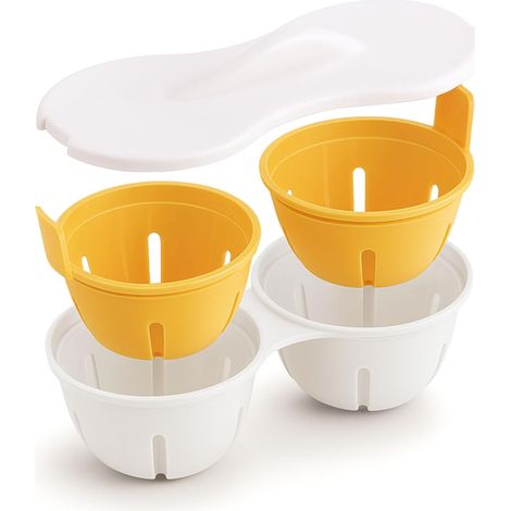 Pocheuses à œufs Micro-ondes, Cuiseur a œufs Sans-BPA, Moule à Vapeur plastique solides et épaisses double tasse avec fermeture cuit oeuf, antiadhésive,sans huile, facile à lave-vaiselle pocher (1/3)