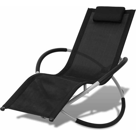 vidaXL Tumbona geométrica de jardín acero negro y gris (1/4)
