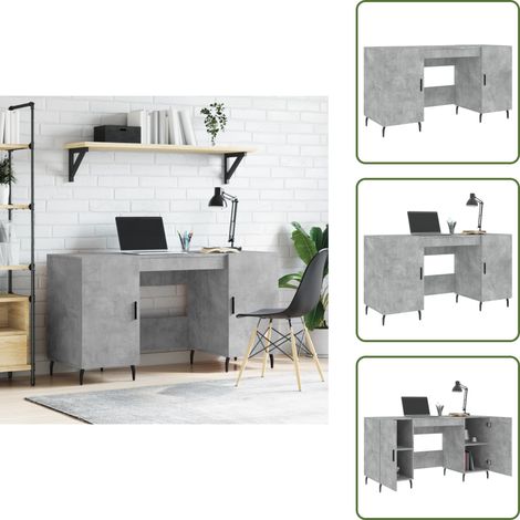 The Living Store Bureau gris béton 140x50x75 cm bois d'ingénierie - Bureau D'étude - Bureau Compact - Bureau Design - Bureau Industriel - Meuble De Bureau