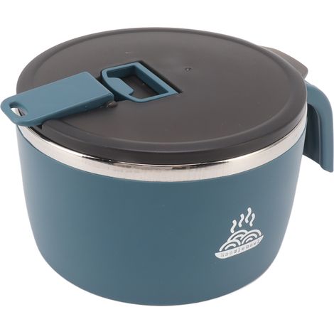 Bol en acier inoxydable 900 ml pour nouilles avec couvercle, bleu, idéal étudiant, bureau, travailleur (1/5)