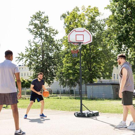 Panier de basket extérieur avec support et hauteur réglable en acier, 73x49x194-249 cm (1/5)