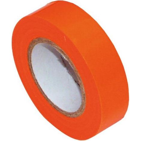 Ruban adhésif isolant orange en pvc d'usage courant. dimension 15 mm x 10 m (RIS3) (1/2)