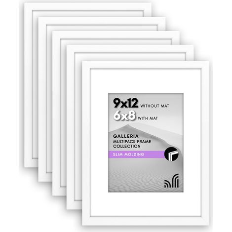Lot de cadres photo de 22,7 x 30,5 cm - Utilisation comme cadre photo de 15,2 x 20,3 cm avec passe-partout ou cadre de 22,9 x 30,5 cm sans passe-partout - Décoration murale avec (1/5)