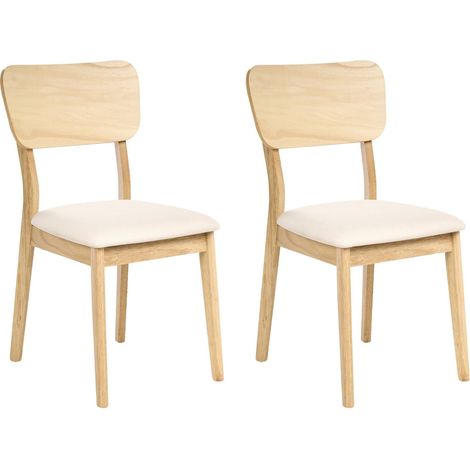 Set di 2 sedie da pranzo Seduta imbottita in poliestere Struttura in legno di gomma Stile retrò Sala da pranzo Marrone chiaro Miner