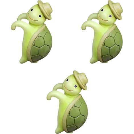 Mini Statue de Tortue, Lot de 3 Figurines de Tortues Miniatures à Suspendre à Un Pot de Fleurs, Adorables Décorations en Résine Représentant des Grimpantes pour Bonsaïs, Plantes Grasses (1/5)