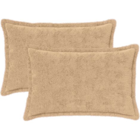 Cushion Cover 2 pcs HOUTEN Cream 30 x 50 cm Faux Rabbit Fur vidaXL (1/5)