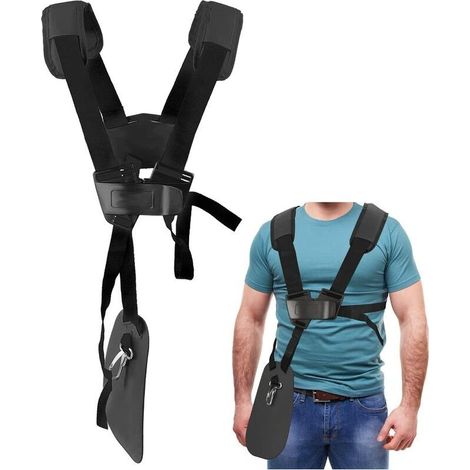 Harnais débroussailleuse - Tondeuse à Harnais Double épaule avec Ceinture de Nylon Durable Adjuestable Harnais pour Débroussailleuse pour STIHL FS, Taille-Bordures Série Km (Noir) (1/4)