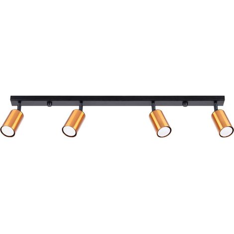 Schwarzer, länglicher Deckenspot mit Kupferschirmen, 4xGU10, 10W, winx SL.1379, Sollux Lighting (1/5)
