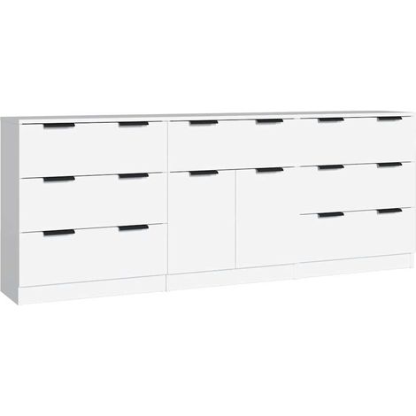 3-tlg. Sideboard/Anrichte/Buffet Weiß Holzwerkstoff LXWW968602 (1/5)