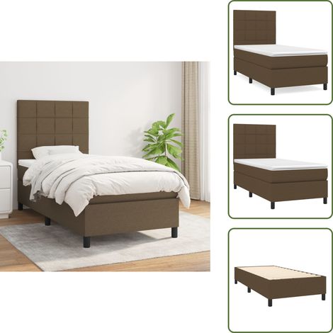 Boxspringbett mit Matratze Dunkelbraun 90x200 cm Stoff - Boxspringbett - Doppelbett - Bettenrahmen - Schlafsystem - Matratze (1/5)