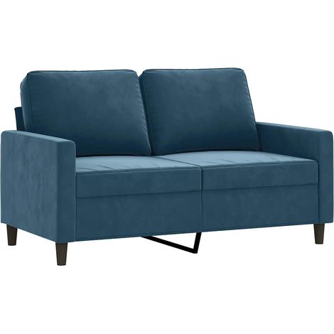 Canapé Sofa à 2 places Bleu 120 cm Velours (1/5)