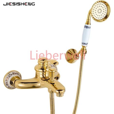 Ensemble de douche simple en laiton Antique, sans pulvérisation aérienne, pomme de douche à main, robinet de baignoire mural pour la maison (1/5)
