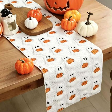 (1 Nappe) Halloween 33x183 cm, déco fantôme Citrouille (1/5)