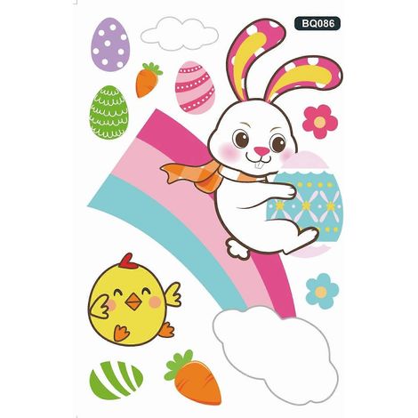 Osterdekorationen fürs Schlafzimmer, Fensteraufkleber (9 Bögen), Osterdekorationen für Kinder, Frühlingsaufkleber für Zuhause und Büro, Osterdekorationsgeschäft (1/4)