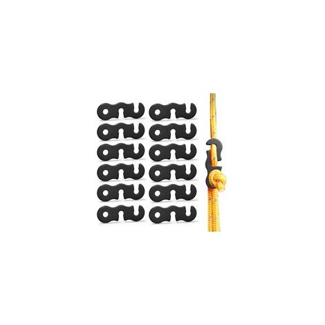 12 Pcs Tendeur de Corde en Alliage d'Aluminium Accessoire de Tente Réglable pour Camping Randonnée Pique-nique en Plein Air (Noir) (1/5)