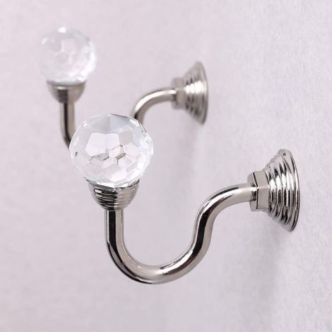 Lot de 2 embrasses murales pour rideaux avec crochets décoratifs en métal transparent (1/4)