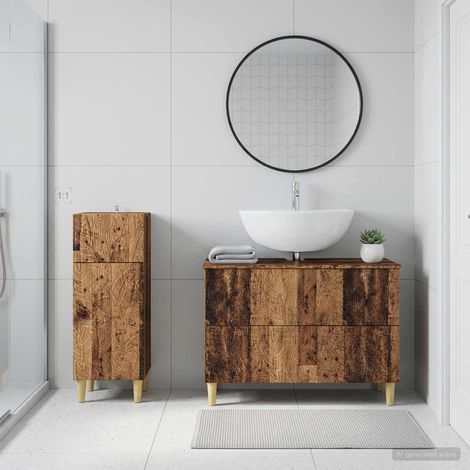 vidaXL 2 Piece Bathroom Cabinet Set DELFT Old Wood Engineered Wood (1/5)