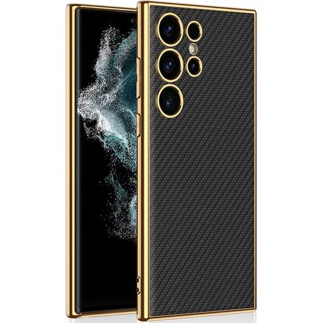 Custodia per Samsung Galaxy S24 Ultra, cover in pelle Electro Frame, nero carbone (1/5)