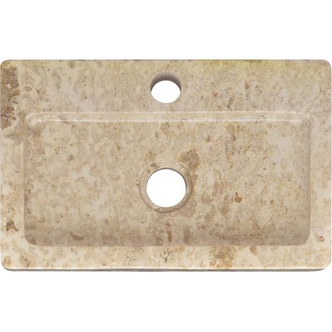 Helloshop26 – Vasque à poser en marbre crème 38 x 24 cm – Lavabo de salle d'eau pour usage intérieur – Facile à nettoyer – Fixation murale possible