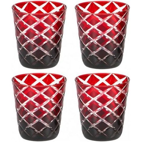 Lot de 4 Mugs en Verre Rouge Rubis Hauteur 10 cm Gobelets Colorés pour Table et Cuisine - PANGIVO (1/5)