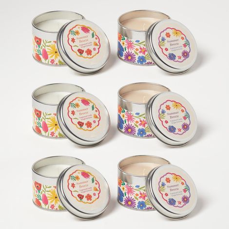 HOMESCAPES Summer Breeze Scented Candle Tins (Set of 6) (1/5)