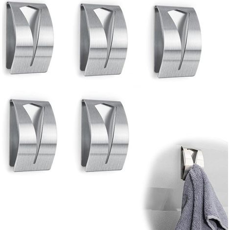 Set di 5 pezzi di ganci per asciugamani, ganci per strofinacci, clip per asciugamani da cucina, ganci autoadesivi per asciugamani da cucina, ganci singoli, non è necessaria la foratura, eleganti e (1/5)