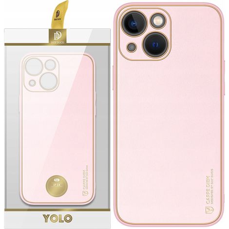 Elegante custodia Dux Ducis Yolo per iPhone 14 Plus in similpelle rosa. (1/5)