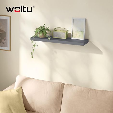 WOLTU 1x Wandregal, Schweberegal MDF Schweberegal, für Büro Wohnzimmer Schlafzimmer Küche, 80x22.9x3.8 cm, Dunkelgrau (1/5)