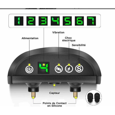 Collier Anti-aboiement Chien - 3 Modes Choc Électrique/Vibration/Sensibilité Aide au Dressage Inoffensif Automatique IP65 Batterie Rechargeable Sangle Reflechissant Réglable pour Petit Gros Chien (1/5)
