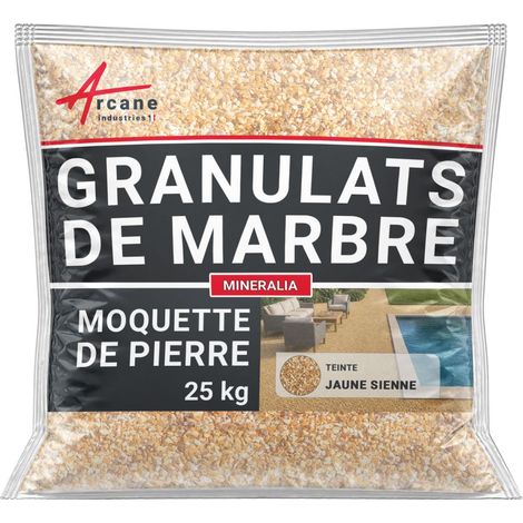 Granulats moquette de pierre marbre - Drainant & haute résistance - 25 kg (jusqu'à 1,5 m²) Jaune Sienne - ARCANE INDUSTRIES