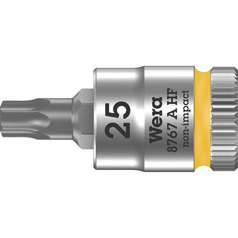 WERA 05003365001 8767 A HF TORX DOUILLE-EMBOUT ZYKLOP À EMMANCHEMENT 1/4'' AVEC FONCTION DE RETENUE, TX 25 X 28 MM, JAUNE
