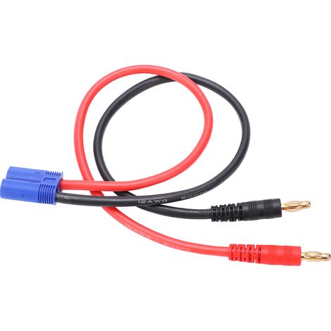 Câble en silicone 12AWG de 36,3 cm avec connecteur banane 4,0 mm vers prise EC5 pour chargeur de batterie LiPo B6 (1/5)
