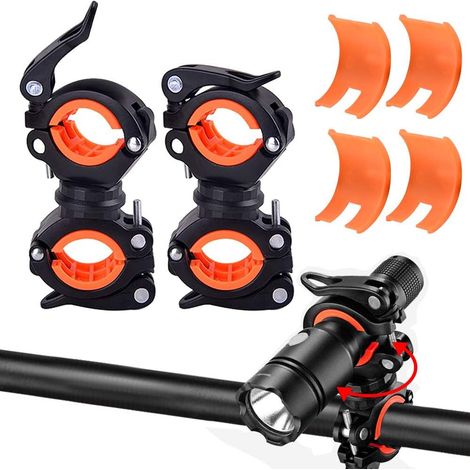 Fahrradtaschenlampenhalter 2er Pack - 360 ° Swivel - Verstellbare Lenkerhalterung für Fahrradlicht (1/5)