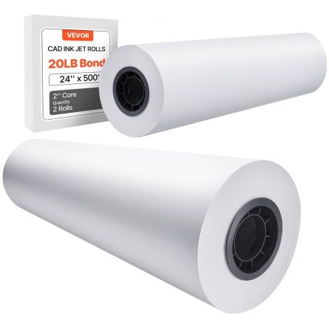 Großformatpapier Plotterpapier 152,4 m x 61 cm 2 Rollen CAD-Bond-Rollen mit 76,2 mm Kern, Zeichenrollen für CAD-Zeichnungen, technische Pläne, GIS-Karten und Architekturentwürfe Weiß (1/5)