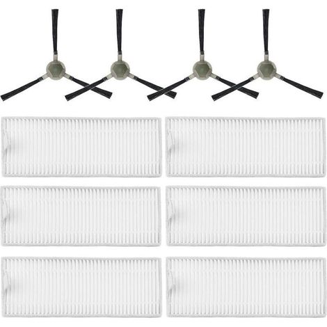 Accessoires pièce de rechange pour Lefant M210 M210S M210B M210P M213 M213S, pour OKP Life K2 K3 K3A K4 K5 aspirateur, 6 filtres HEPA, 4 brosses latérales