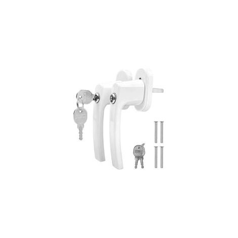 Fenstergriff aus Aluminium mit Schlüssel, abschließbarer Fenstergriff für Kindersicherheit, Türgriff mit Schrauben, für alle Fenster und Balkontüren (Weiß, 2 Stück) (1/5)