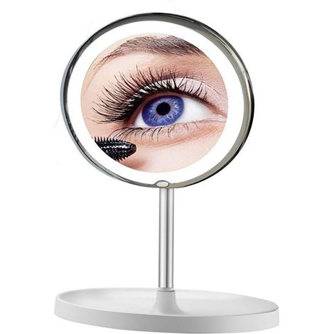 Miroir grossissant 20cm Diamètre pivotant à 360 degrés grossissement 10x fixation pliable murale miroir maquillage avec lumière
