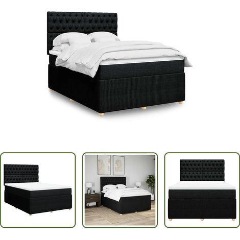 vidaXL Matelas à ressorts ensachés - Sommier à lattes de lit avec matelas Noir 140x190 cm Tissu (1/5)