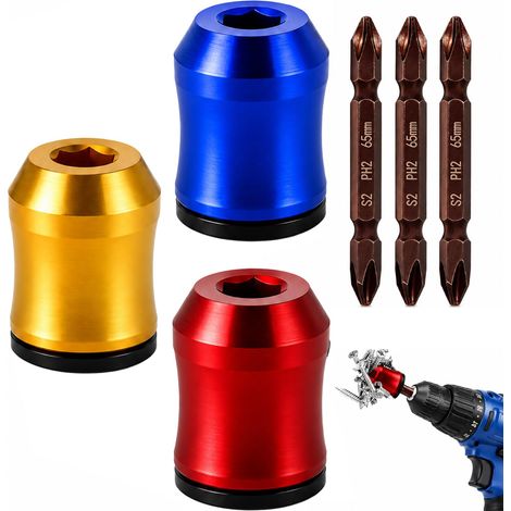 3 anneaux magnétiques pour Embouts de Tournevis avec 3 Embouts PH2, Porte Vis Magnétique 1/4 6,35 mm pour Visseuse Perceuse, Support de Vis Amovible pour Bricolage Réparation DIY Maison (1/5)