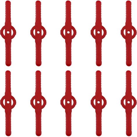 Packung mit 10 Ersatz-Rasenmähermessern aus Kunststoff für Akku-Rasentrimmer. (Rot) (1/5)